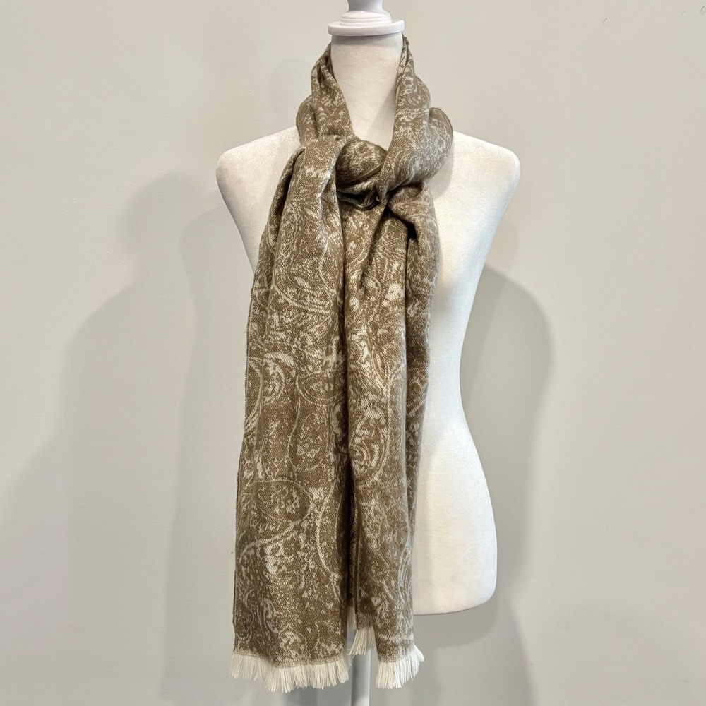Lands End Paisley‎ Scarf Wrap Fringed Classic Preppy Cozy Old Money Boho 20957